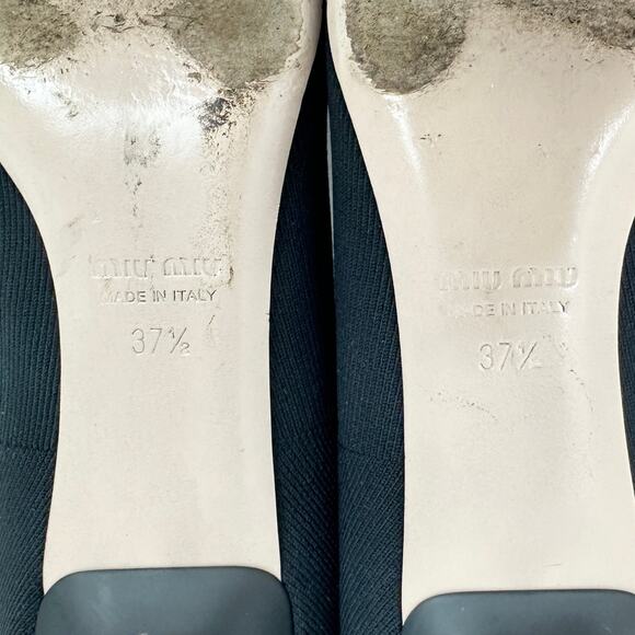 Miu Miu Kitten Heel Sock Boots Shoes Black Logo Pointed Toe EU 37.5 US 7.5 - Picture 7 of 14